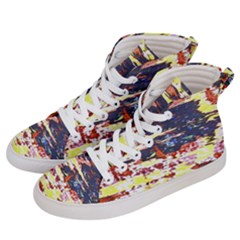 Multicolored Abstract Grunge Texture Print Women s Hi-top Skate Sneakers