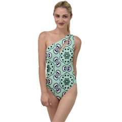 Texture Dots Pattern To One Side Swimsuit by Alisyart