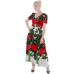 Tomato Garden Vine Plants Red Button Up Short Sleeve Maxi Dress by HermanTelo
