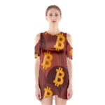 Cryptocurrency Bitcoin Digital Shoulder Cutout One Piece Dress