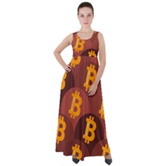Cryptocurrency Bitcoin Digital Empire Waist Velour Maxi Dress