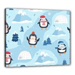 Christmas Seamless Pattern With Penguin Canvas 24  x 20  (Stretched)