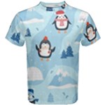 Christmas Seamless Pattern With Penguin Men s Cotton Tee