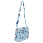 Christmas Seamless Pattern With Penguin Shoulder Bag with Back Zipper