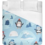 Christmas Seamless Pattern With Penguin Duvet Cover (King Size)