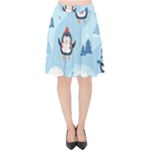 Christmas Seamless Pattern With Penguin Velvet High Waist Skirt