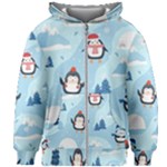 Christmas Seamless Pattern With Penguin Kids  Zipper Hoodie Without Drawstring