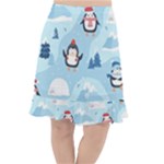 Christmas Seamless Pattern With Penguin Fishtail Chiffon Skirt