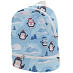 Christmas Seamless Pattern With Penguin Zip Bottom Backpack