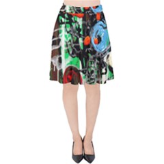 Dots And Stripes 1 1 Velvet High Waist Skirt by bestdesignintheworld