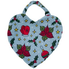 Colorful Funny Christmas Pattern Giant Heart Shaped Tote by Vaneshart