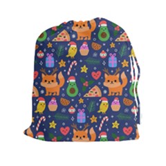 Colorful Funny Christmas Pattern Drawstring Pouch (2xl) by Vaneshart