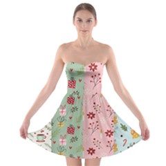 Flat Christmas Pattern Collection Strapless Bra Top Dress by Vaneshart