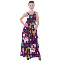 Colorful Funny Christmas Pattern Empire Waist Velour Maxi Dress by Vaneshart