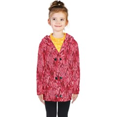 Background Abstract Surface Red Kids  Double Breasted Button Coat