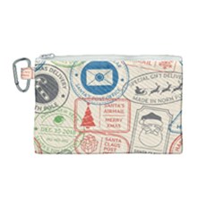 Christmas Postal Pattern Canvas Cosmetic Bag (medium) by Vaneshart