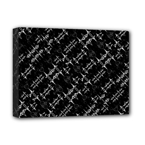 Black And White Ethnic Geometric Pattern Deluxe Canvas 16  X 12  (stretched)  by dflcprintsclothing