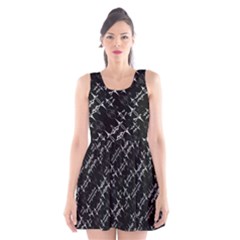 Black And White Ethnic Geometric Pattern Scoop Neck Skater Dress by dflcprintsclothing