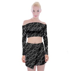 Black And White Ethnic Geometric Pattern Off Shoulder Top With Mini Skirt Set by dflcprintsclothing