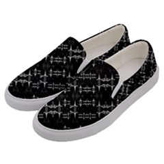 Black And White Ethnic Geometric Pattern Men s Canvas Slip Ons by dflcprintsclothing