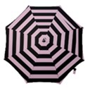 Black and Light Pastel Pink Large Stripes Goth Mime french style Hook Handle Umbrellas (Small) View1