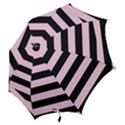 Black and Light Pastel Pink Large Stripes Goth Mime french style Hook Handle Umbrellas (Small) View2