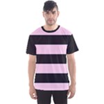 Black and Light Pastel Pink Large Stripes Goth Mime french style Men s Sports Mesh Tee