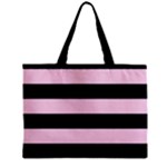 Black and Light Pastel Pink Large Stripes Goth Mime french style Zipper Mini Tote Bag
