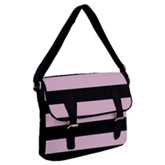 Black And Light Pastel Pink Large Stripes Goth Mime French Style Buckle Messenger Bag by genx