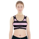 Black and Light Pastel Pink Large Stripes Goth Mime french style Sports Bra With Pocket