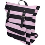Black and Light Pastel Pink Large Stripes Goth Mime french style Buckle Up Backpack
