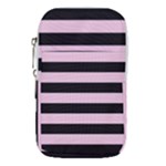 Black and Light Pastel Pink Large Stripes Goth Mime french style Waist Pouch (Large)