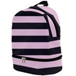 Black and Light Pastel Pink Large Stripes Goth Mime french style Zip Bottom Backpack