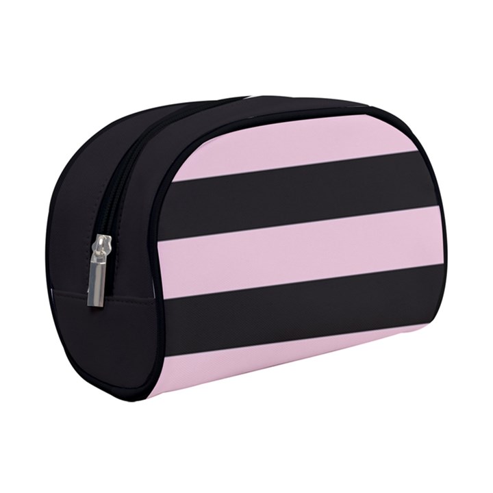 Black and Light Pastel Pink Large Stripes Goth Mime french style Makeup Case (Small)
