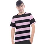 Black and Light Pastel Pink Large Stripes Goth Mime french style Men s Sport Top
