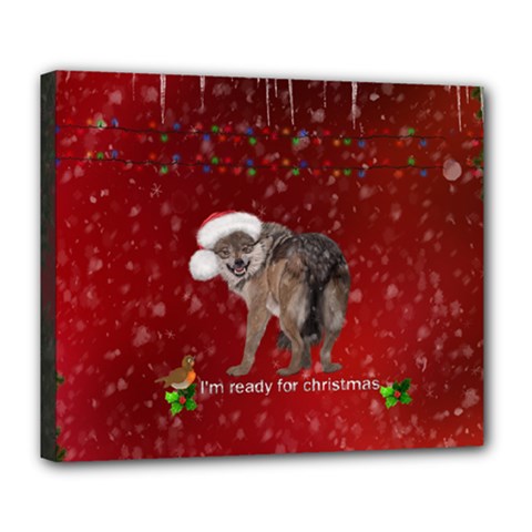I m Ready For Christmas, Funny Wolf Deluxe Canvas 24  X 20  (stretched) by FantasyWorld7