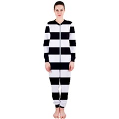 Black And White Large Stripes Goth Mime French Style Onepiece Jumpsuit (ladies)  by genx