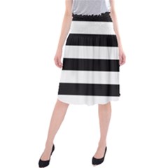 Black And White Large Stripes Goth Mime French Style Midi Beach Skirt by genx