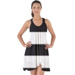 Black and White Large Stripes Goth Mime french style Show Some Back Chiffon Dress