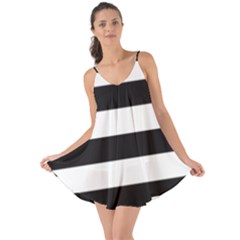 Black And White Large Stripes Goth Mime French Style Love The Sun Cover Up by genx