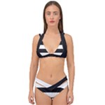 Black and White Large Stripes Goth Mime french style Double Strap Halter Bikini Set