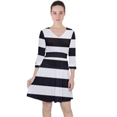 Black And White Large Stripes Goth Mime French Style Ruffle Dress by genx