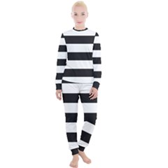 Black And White Large Stripes Goth Mime French Style Women s Lounge Set by genx
