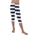Black and White Large Stripes Goth Mime french style Kids  Lightweight Velour Capri Leggings 