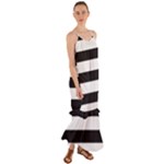 Black and White Large Stripes Goth Mime french style Cami Maxi Ruffle Chiffon Dress