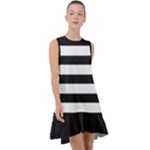 Black and White Large Stripes Goth Mime french style Frill Swing Dress