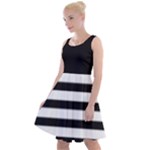 Black and White Large Stripes Goth Mime french style Knee Length Skater Dress
