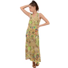 Flowers Color Colorful Watercolour V-neck Chiffon Maxi Dress by HermanTelo