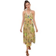 Flowers Color Colorful Watercolour Halter Tie Back Dress  by HermanTelo