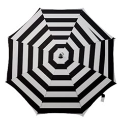 Black And White Large Stripes Goth Mime French Style Hook Handle Umbrellas (small) by genx